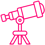 Pink icon of a stationary telescope